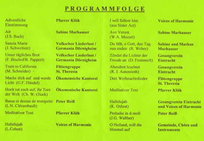 Adventskonzert Programm